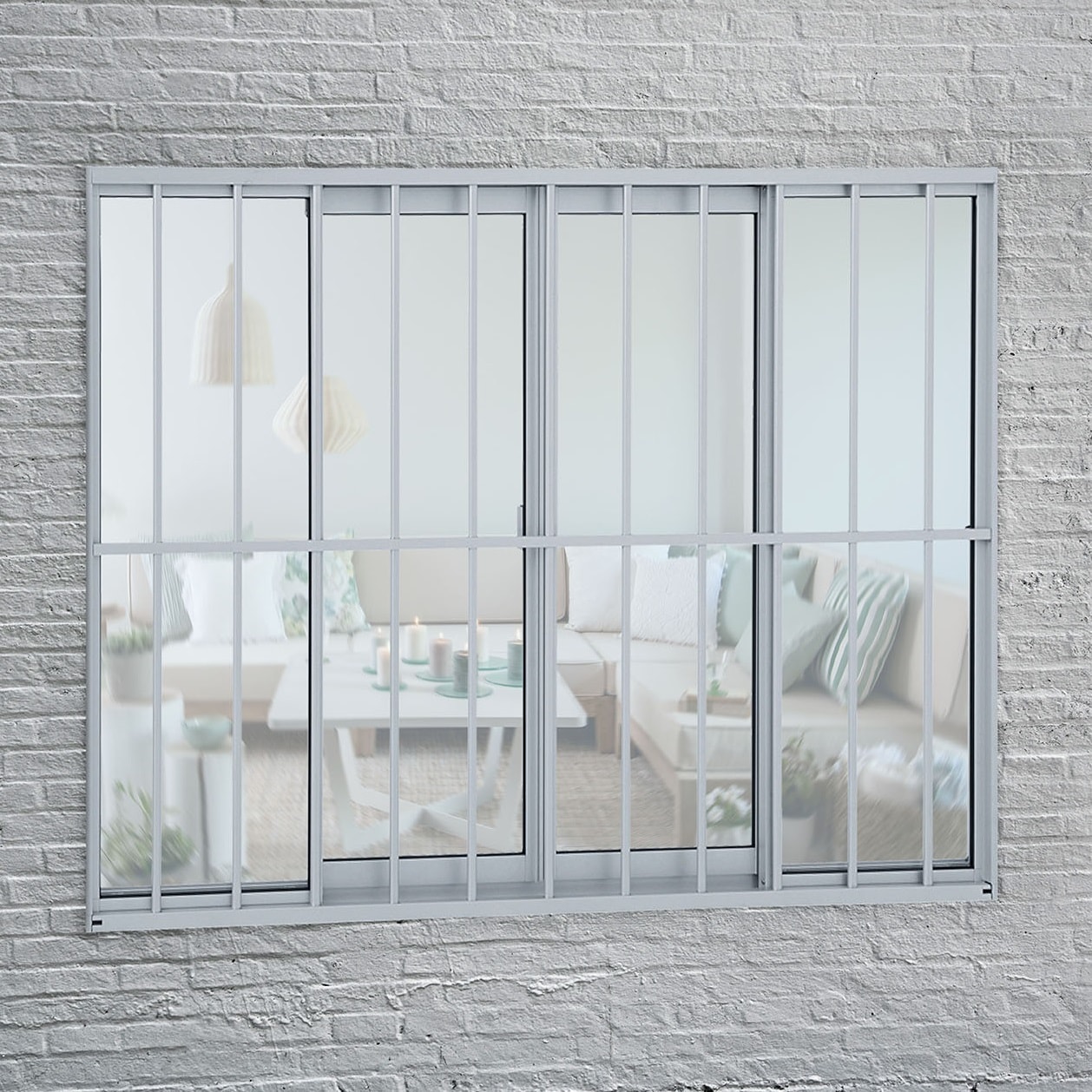 Janela de Alumínio de Correr 100x150x6.54cm Sasazaki Alumifit Grade Classic 4 Folhas Branca - 78.10.601-8