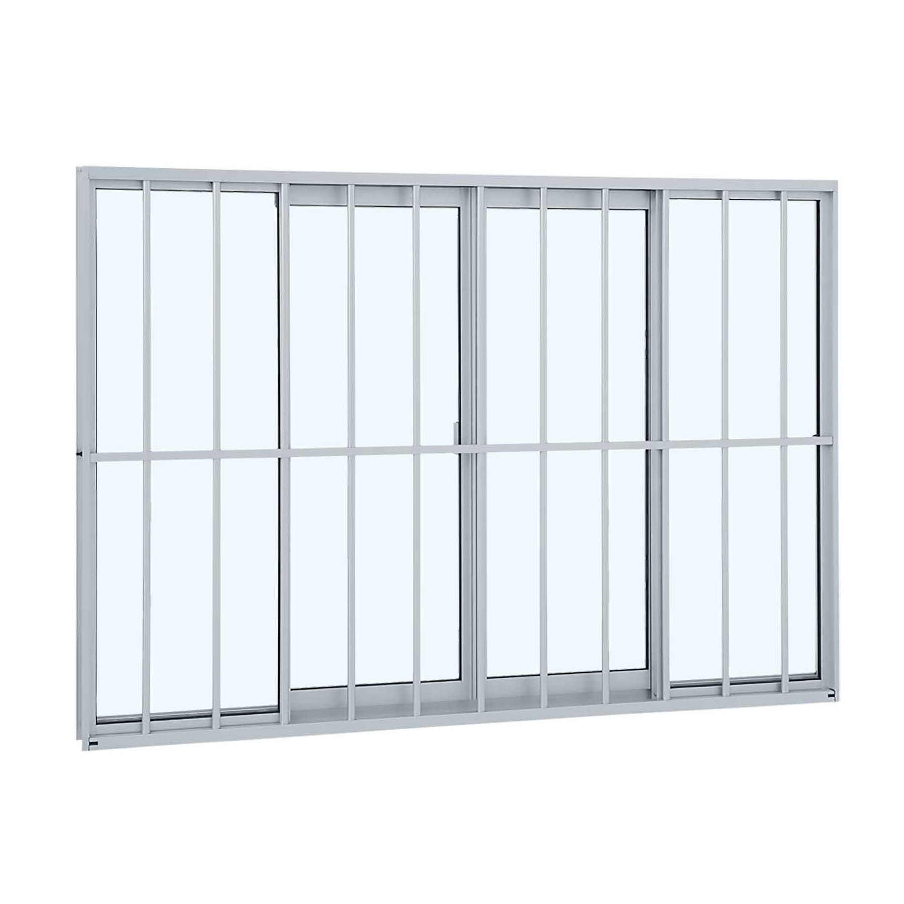 Janela de Alumínio de Correr 100x150x6.54cm Sasazaki Alumifit Grade Classic 4 Folhas Branca - 78.10.601-8