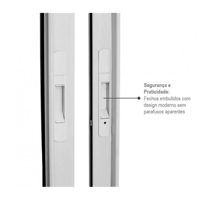 Janela de Alumínio de Correr 100x150x9,4cm Sasazaki Alumifort Grade Classic 4 Folhas Branca - 71.15.280-4