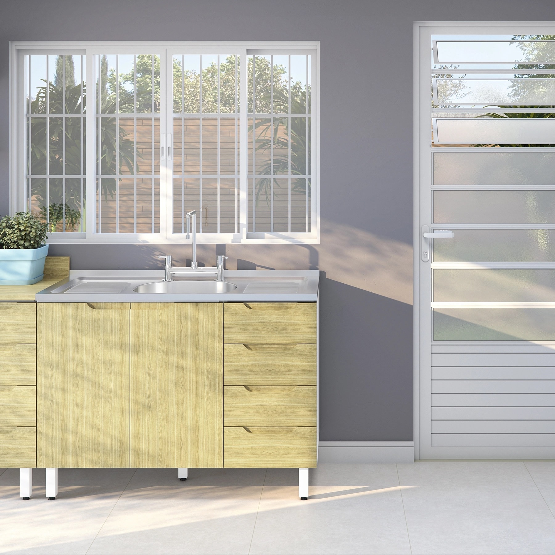 Janela de Alumínio de Correr 100x150x9,4cm Sasazaki Alumifort Grade Classic 4 Folhas Branca - 71.15.280-4