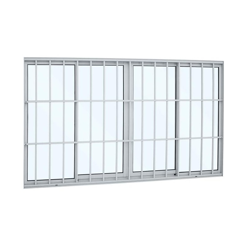 Janela de Alumínio de Correr 100x150x9,4cm Sasazaki Alumifort Grade Classic 4 Folhas Branca - 71.15.280-4