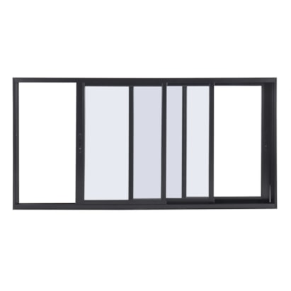 Janela de Alumínio de Correr 100x200x10cm CRV Black Nobre 3 Folhas Vidro Liso Preta - 995576