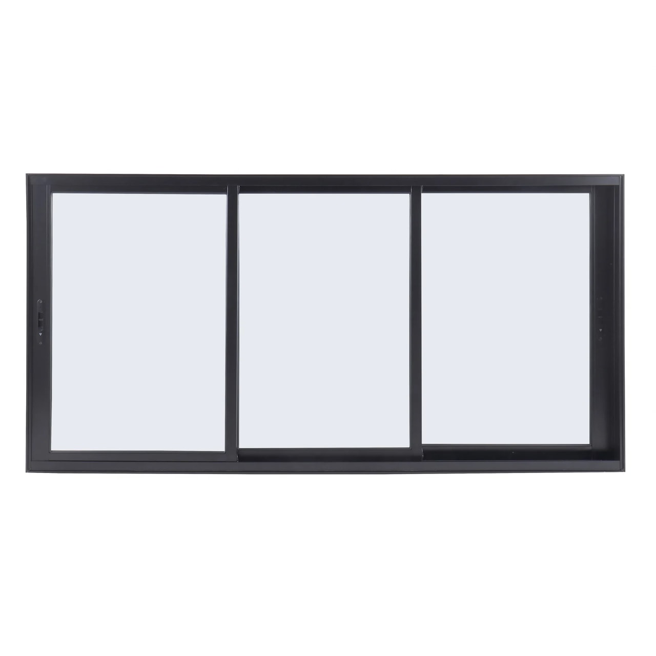 Janela de Alumínio de Correr 100x200x10cm CRV Black Nobre 3 Folhas Vidro Liso Preta - 995576
