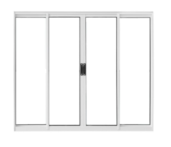 Janela de Alumínio de Correr 150x100x6cm CRV Classic 4 Folhas Vidro Liso Branca - 2523