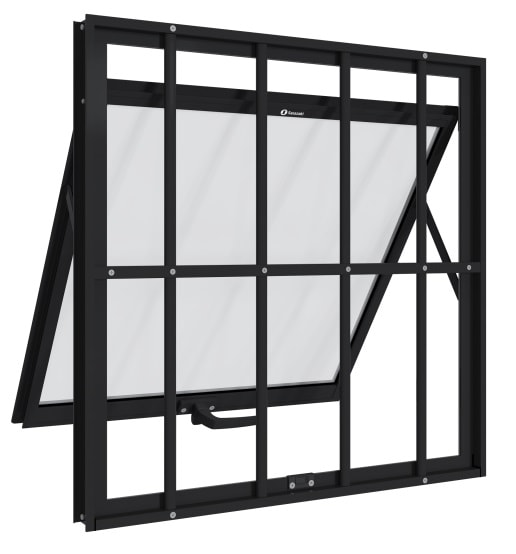Janela de Alumínio Maxim-ar 60x60x4,7cm Sasazaki Alumifit com Grade Preto - 78.21.603-4