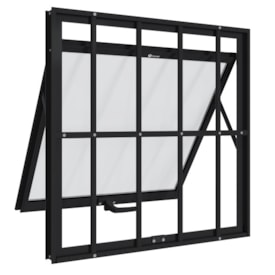 Janela de Alumínio Maxim-ar 60x60x4,7cm Sasazaki Alumifit com Grade Preto - 78.21.603-4