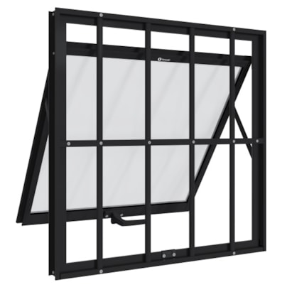 Janela de Alumínio Maxim-ar 60x60x4,7cm Sasazaki Alumifit com Grade Preto - 78.21.603-4