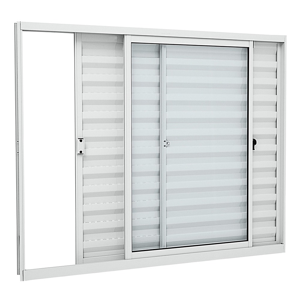 Janela de Alumínio Veneziana 100x120x7,6cm Sasazaki Alumislim 3 Folhas Branca - 78.01.103-3