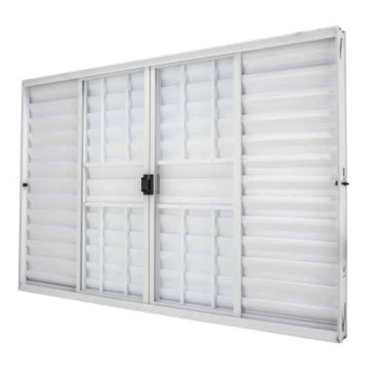 Janela de Alumínio Veneziana 100x150x08cm CRV Smart Grade 6 Folhas Branca - 994236