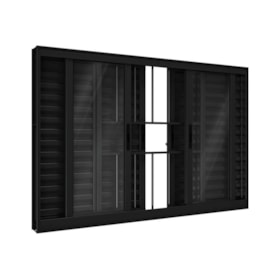 Janela de Alumínio Veneziana 100x150x11cm Lucasa 6 Folhas com Grade Preta - P9041.0