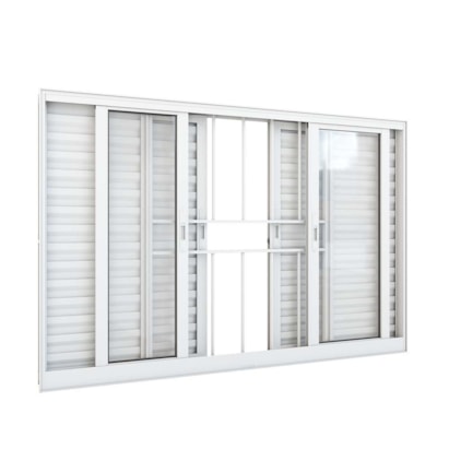 Janela de Alumínio Veneziana 100x150x11cm Lucasa Com 4 Folhas Móveis Branca - 9041.0