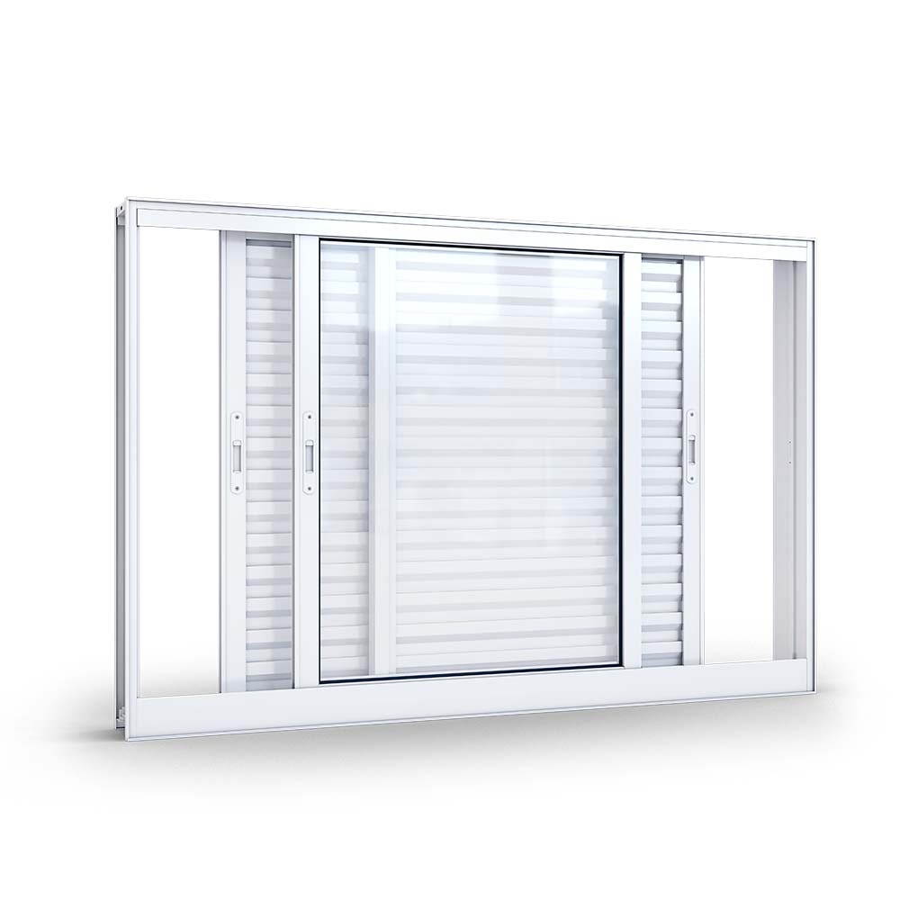 Janela de Alumínio Veneziana 100x150x14cm Lucasa Com 3 Folhas Móveis Branca - 9049.0
