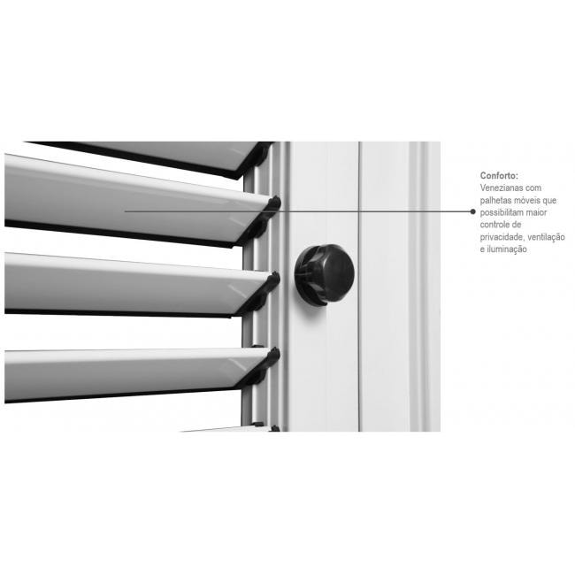 Janela de Alumínio Veneziana 100x150x14cm Sasazaki Aluminium Grade Classic 6 Folhas Branca - 70.05.601-1