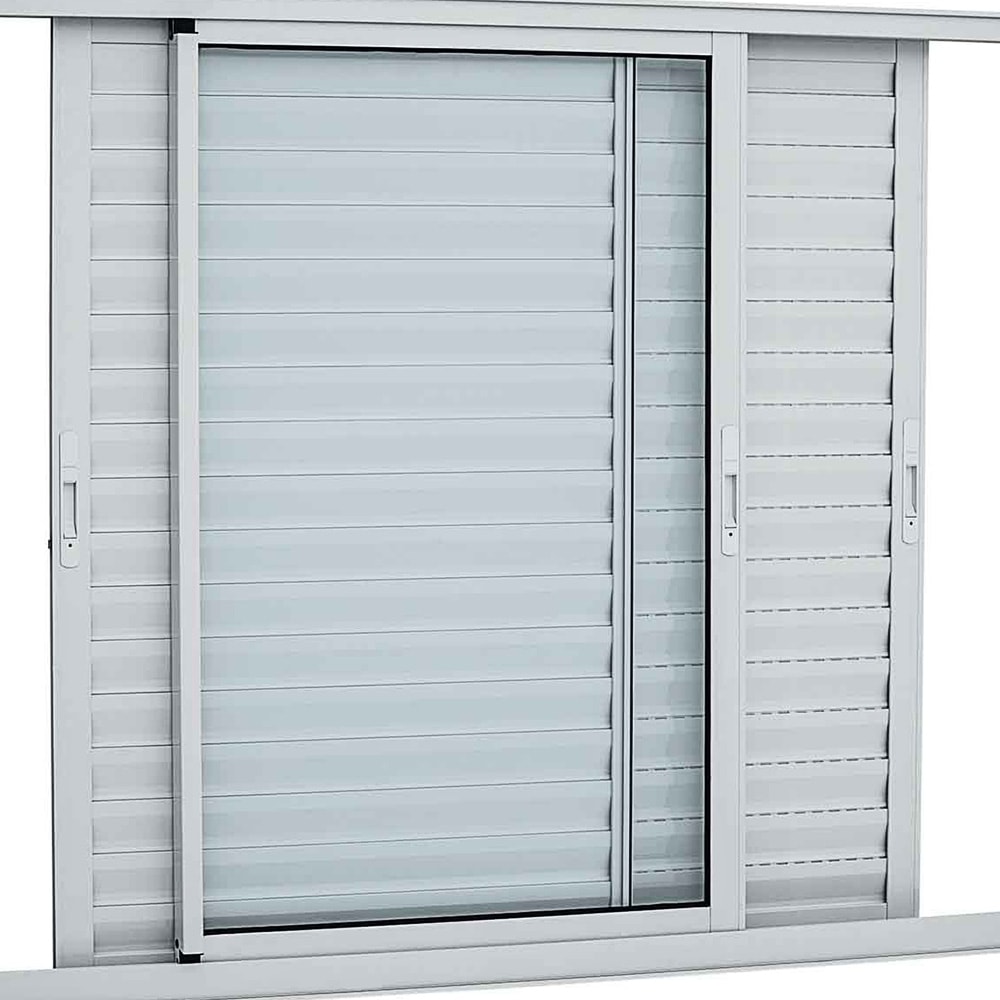 Janela de Alumínio Veneziana 100x150x8,7cm Sasazaki Alumifort 3 Folhas Branca - 70.25.180-9