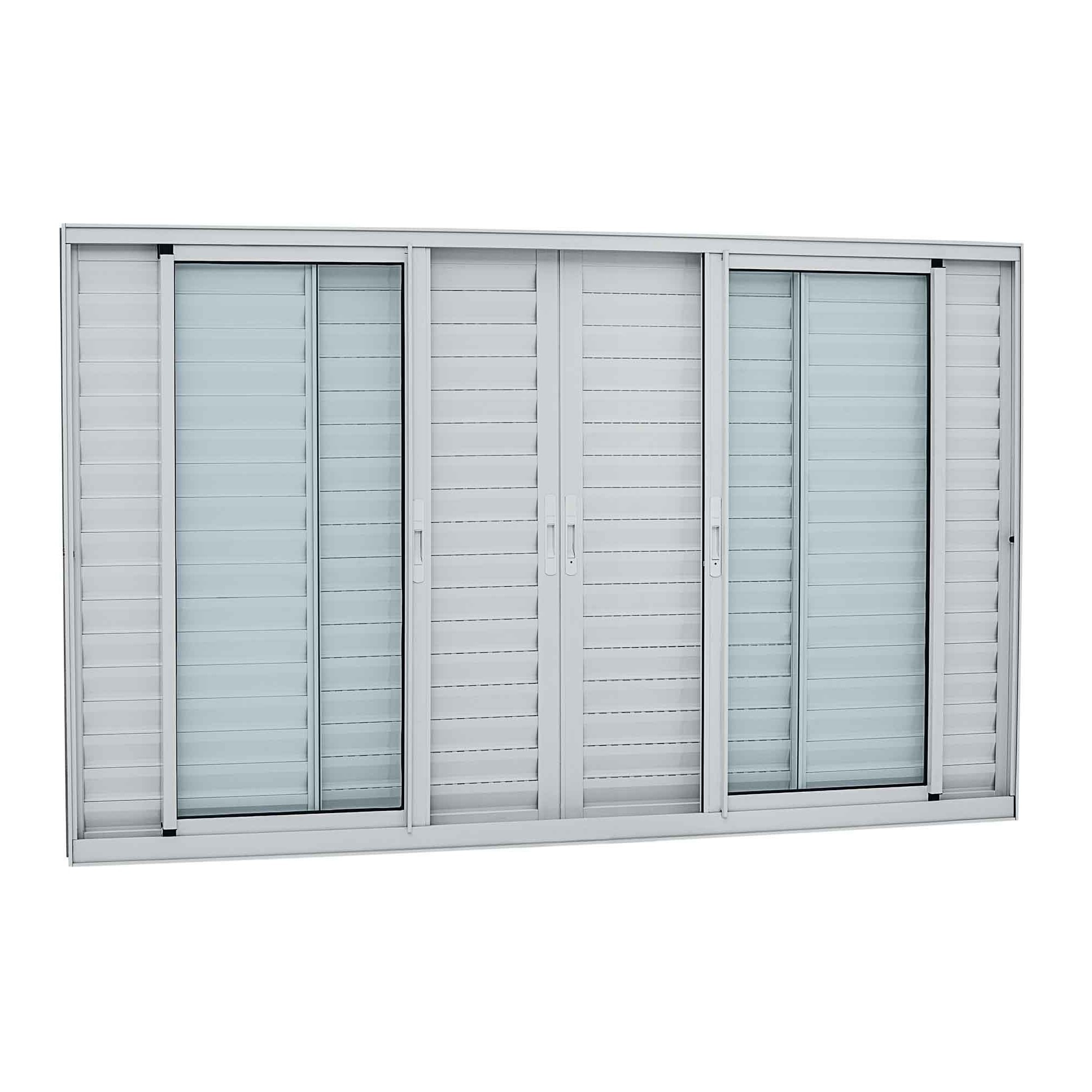 Janela de Alumínio Veneziana 100x150x8,7cm Sasazaki Alumifort 6 Folhas Branca - 70.25.183-3