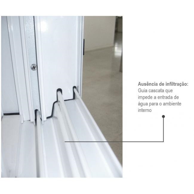 Janela de Alumínio Veneziana 100x150x8,7cm Sasazaki Alumifort Grade Classic 6 Folhas Branca - 70.25.279-1