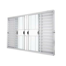 Janela de Alumínio Veneziana 200x100x08cm CRV Classic Grade Vidro Liso 6 Folhas Branca - P992464