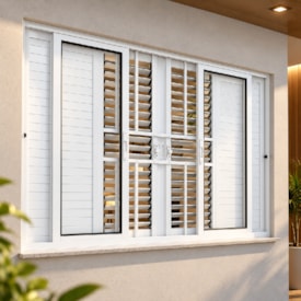Janela de Correr 100x150x13cm Lucasa Eccellente Flex com Grade Branco - 9274.0