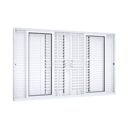 Janela de Correr 100x150x13cm Lucasa Eccellente Flex com Grade Branco - 9274.0