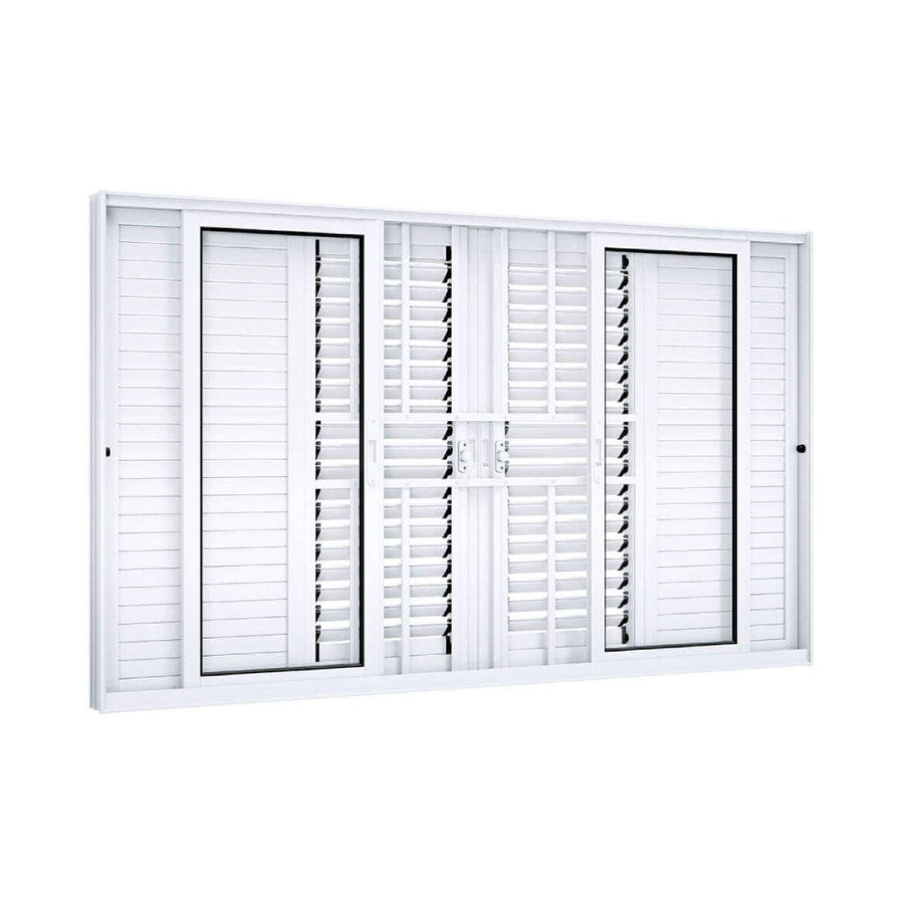 Janela de Correr 120x200x13cm Lucasa Eccellente Flex com Grade Branco - 9277.0