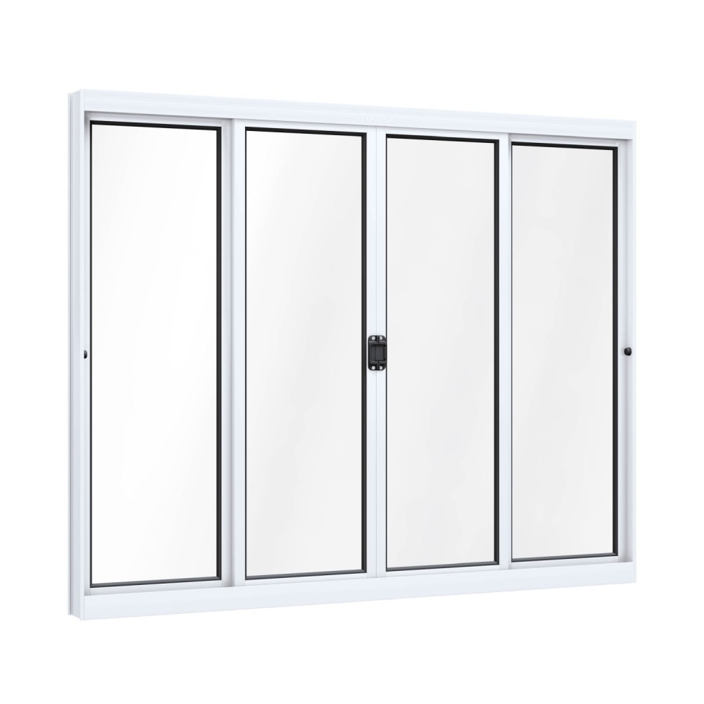Janela de Correr Alumínio 100x150x05cm Lucasa Ideale sem Grade 2 Folhas Móveis Branco - 9381.0