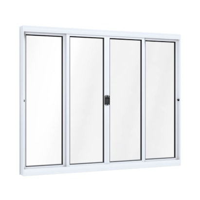Janela de Correr Alumínio 100x150x05cm Lucasa Ideale sem Grade 2 Folhas Móveis Branco - 9381.0