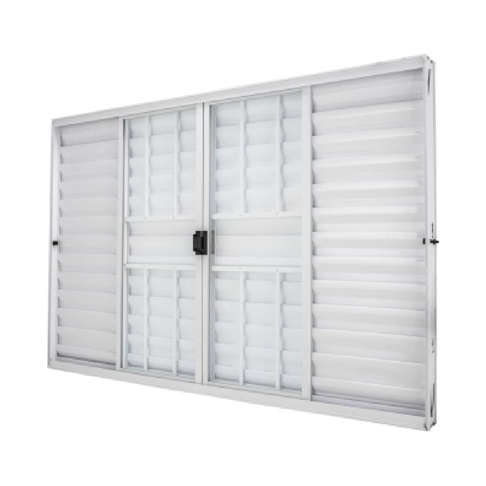 Janela de Correr Alumínio 100X150X12 cm CRV Standard 6 Folhas 2 Fx com Grade Branca - 997809