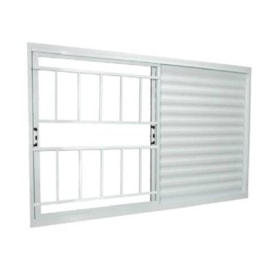 Janela de Correr Alumínio 100X150X12cm CRV Standard 3 Folhas 1 Fx com Grade Branca- 997814