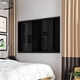 Janela de Correr Alumínio 150X100X12cm CRV Standard 6 Folhas 2 Fix com Grade Black - 998267