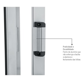 Janela de Correr de Aço 100x150x8,1cm Sasazaki Kompacta Grade Quadriculada 2 Folhas Branca - 22.22.601-0