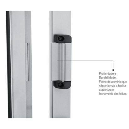 Janela de Correr de Aço 100x150x8,1cm Sasazaki Kompacta Grade Quadriculada 2 Folhas Branca - 22.22.601-0