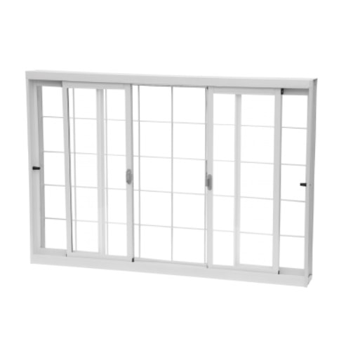 Janela de Correr de Aço 100x200x12cm CRV Ideal Grade Quadriculada 4 Folhas Branca - 992454