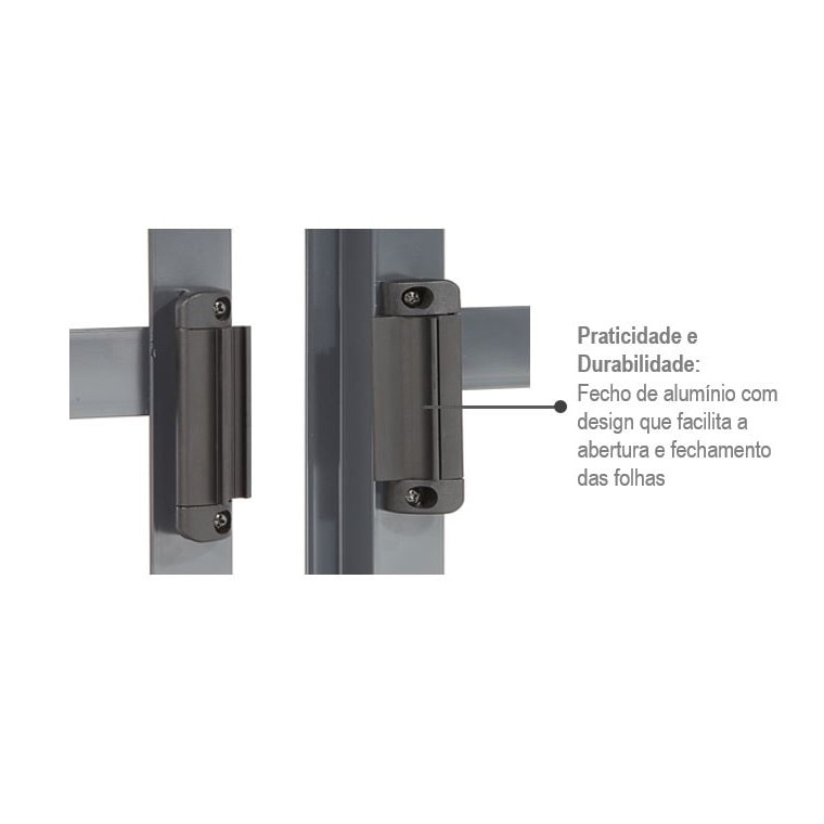 Janela de Correr de Aço 100x200x12cm Sasazaki Belfort Grade Elo 4 Folhas Cinza - 63.41.412-3