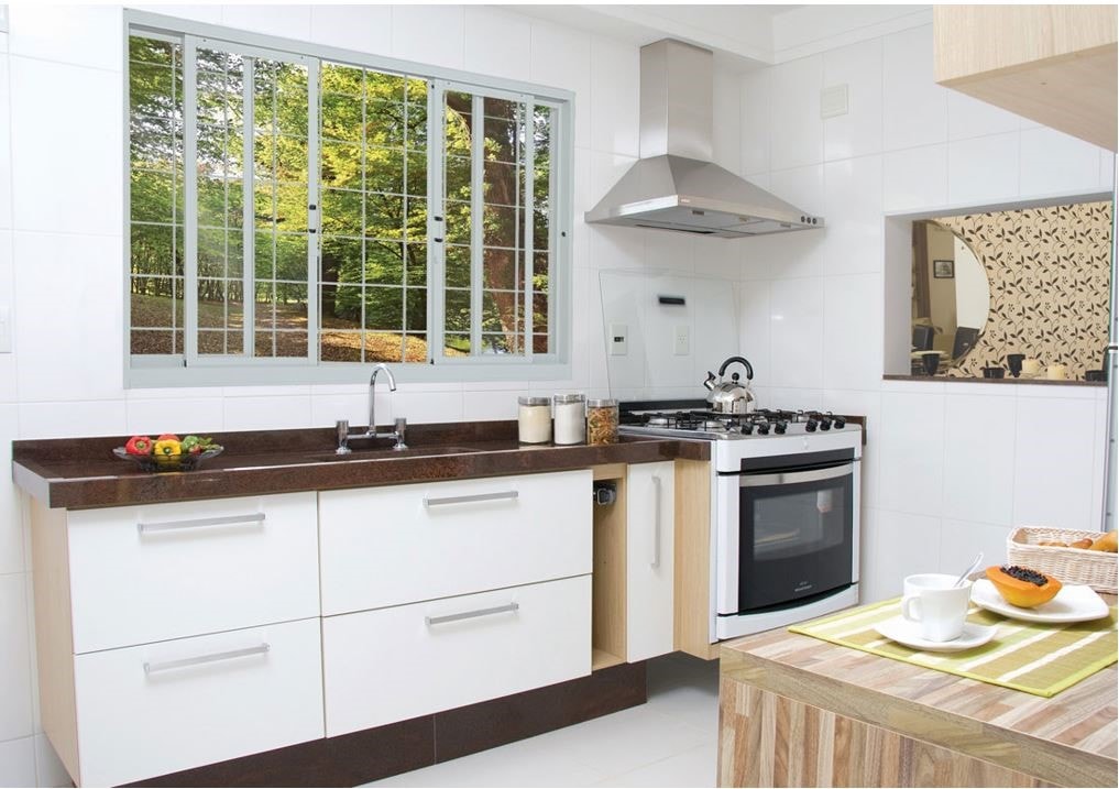 Janela de Correr de Aço 100x200x12cm Sasazaki Prátika Grade Quadriculada 4 Folhas Branca - 22.12.503-6