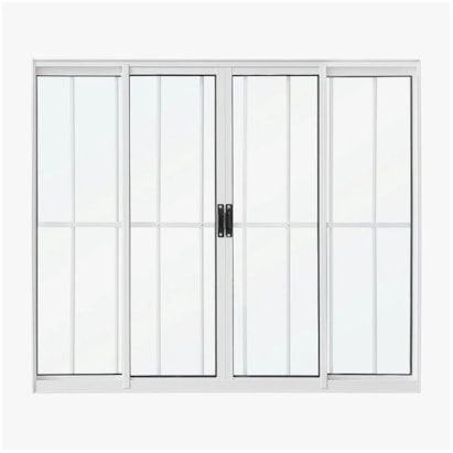 Janela de Correr de Aço 150x100x08cm CRV Grade 4 Folhas Branca