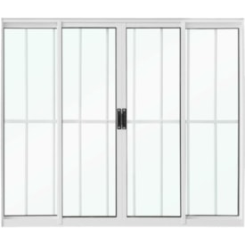Janela de Correr de Alumínio 150x100x07cm CRV Classic com Grade 4 Folhas Branca - 2623