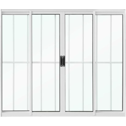 Janela de Correr de Alumínio 150x100x07cm CRV Classic com Grade 4 Folhas Branca - 2623