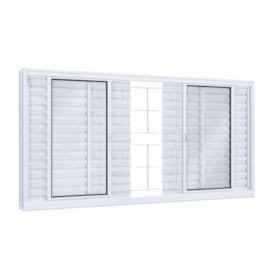 Janela de Correr em Aço 100x150x12cm Lucasa Branco Com Grade Quadrada - 2758.0