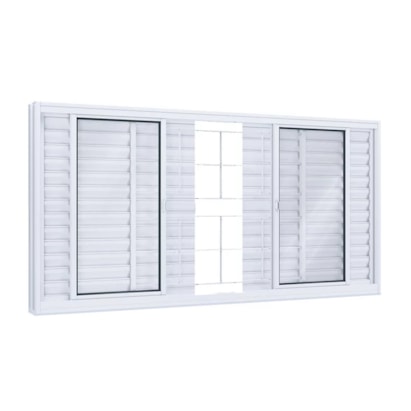 Janela de Correr em Aço 100x150x12cm Lucasa Branco Com Grade Quadrada - 2758.0