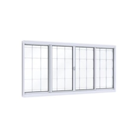 Janela de Correr em Aço 100x150x12cm Lucasa Branco Com Grade Quadrada - 3546.0