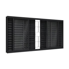 Janela de Correr em Aço 100x150x12cm Lucasa Preto Com Grade Quadrada - P2758.0