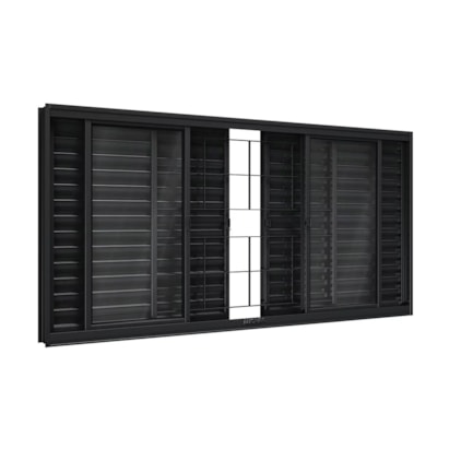 Janela de Correr em Aço 100x150x12cm Lucasa Preto Com Grade Quadrada - P2758.0