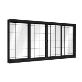 Janela de Correr em Aço 100x150x12cm Lucasa Preto Com Grade Quadrada - P3546.0