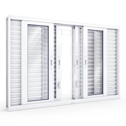 Janela de Correr em Aço 100x150x15.5cm Lucasa Branco Com Grade Quadrada - 2571.0