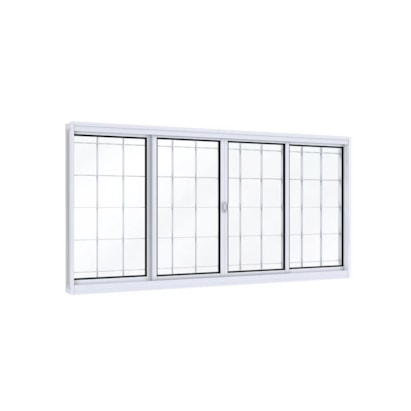 Janela de Correr em Aço 100x200x12cm Lucasa Branco Com Grade Quadrada - 3550.0
