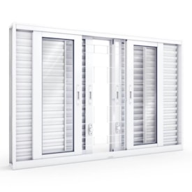 Janela de Correr em Aço 100x200x15.5cm Lucasa Branco Com Grade Quadrada - 2574.0