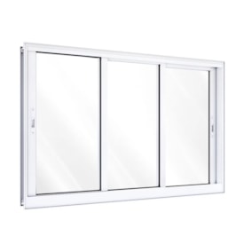 Janela de Correr em Alumínio 100x150x14cm Lucasa Branco 3 Folhas Móveis Sem Grade - 9035.0