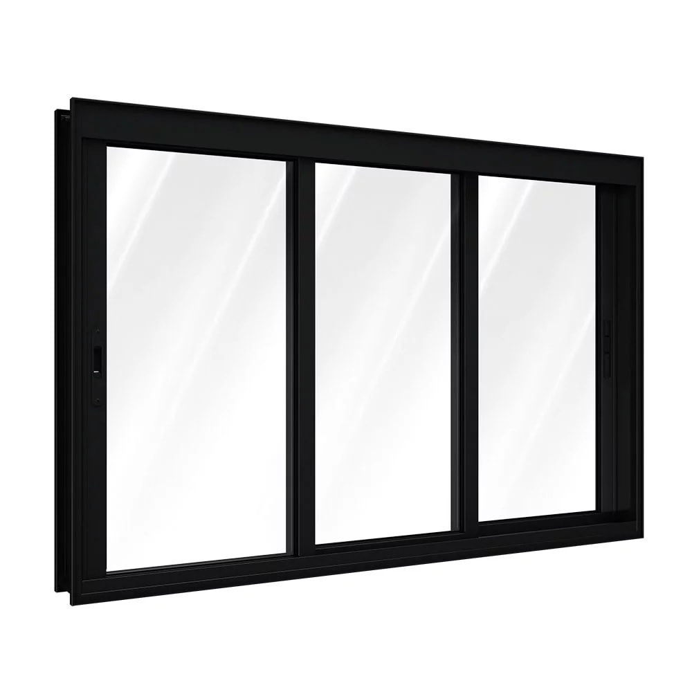 Janela de Correr em Alumínio 100x150x14cm Lucasa Preto 3 Folhas Móveis Sem Grade - 9035.0
