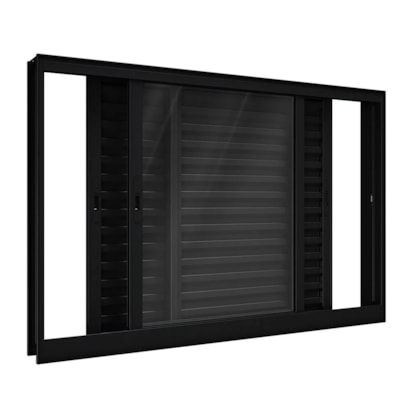 Janela de Correr em Alumínio 100x150x14cm Lucasa Preto 3 Folhas Móveis Sem Grade - P9049.0