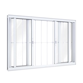 Janela de Correr em Alumínio 100x200x10,5cm Lucasa Com Grade Branca - 9022.0